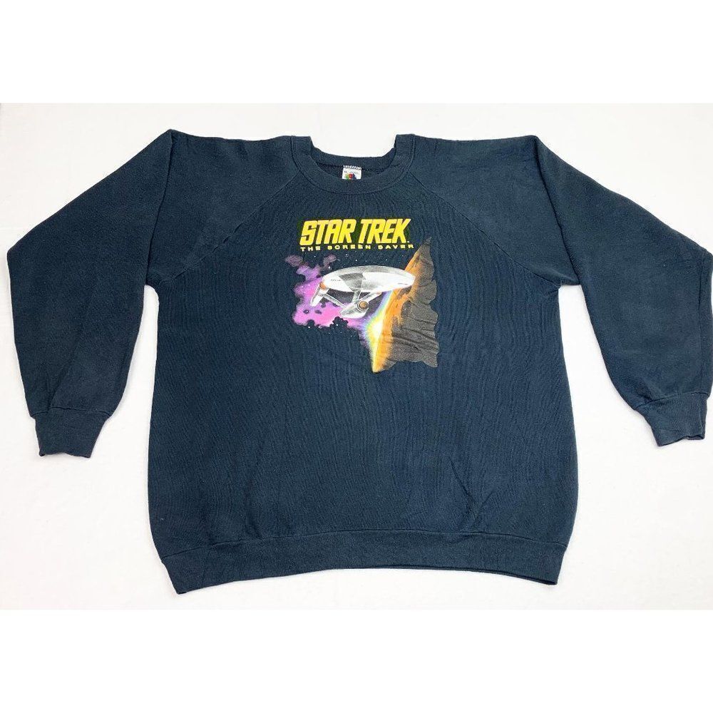 Vintage Star Trek Sweatshirt Black XL The Screen Saver Berkeley Systems